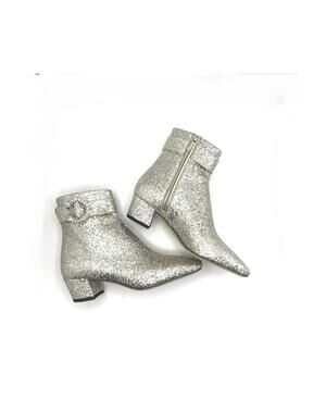Jimmy Choo Silver Glitter Party Ankle Boots Y2K Glam IT 36.5